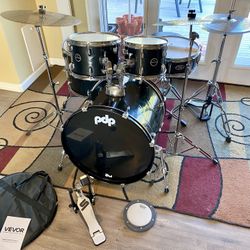 In Upland 91784. PDP Encore by DW complete drum set 22 10 12 16 FS birch 14” snare stands new quiet cymbals PDP throne $400 cash In Upland 91784. Bass