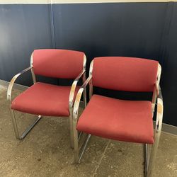 Pair of Steelcase chrome armchairs