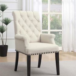 Glam Upholstered Side Dining Chairs Beige and Smokey Black (Set of 2)