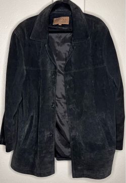 Vintage Newport Harbor Genuine Suede Jacket in black.