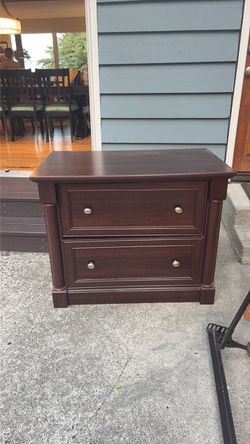 Dark Cherry Wood 2-Drawer Dresser