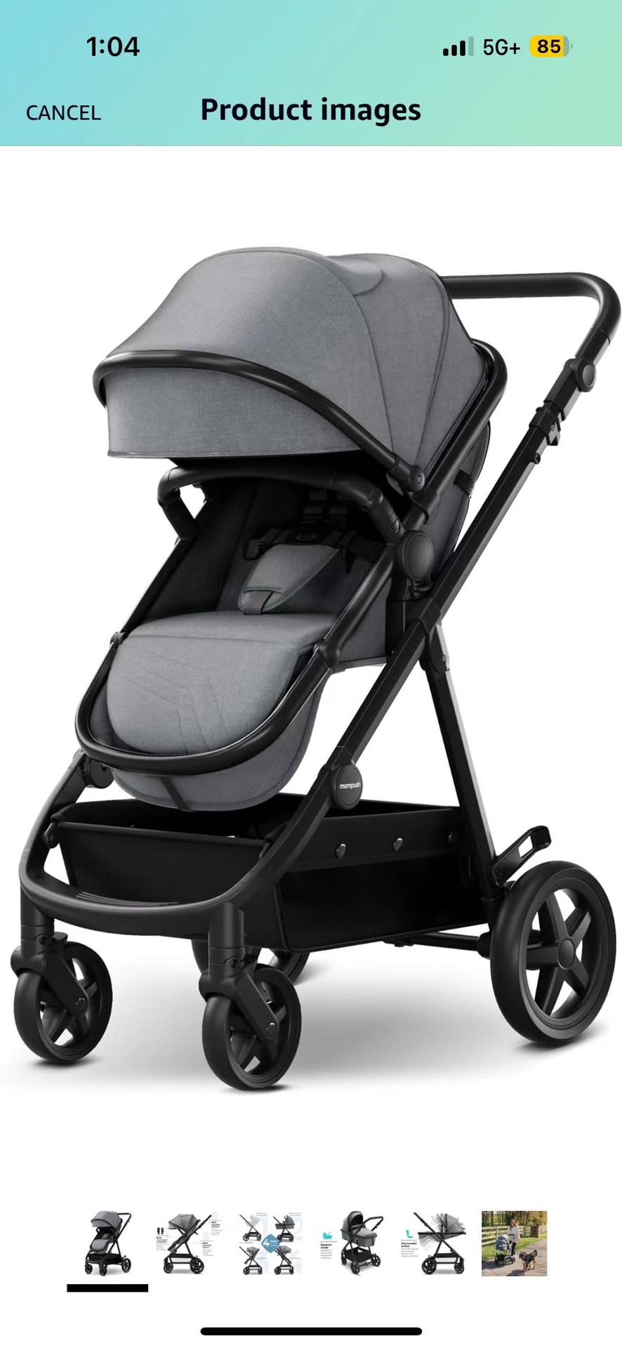 Mompush Meteor 2 Baby Stroller 2-in-1 with Bassinet Mode, Compatible with Infant Car Seat, Adapter Included - Stable Bassinet Stroller Combo, Full-Siz