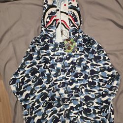 Blue Fire Bape Hoodie Double Hood  