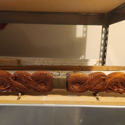 Wooden Handcrafted India Double Dragon Knife Carving Set Kitchen Knife