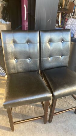 Set of 2 Black Faux Leather Bar Stools