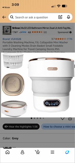 VUHIGIB Portable Collapsible Mini Washing Machine
