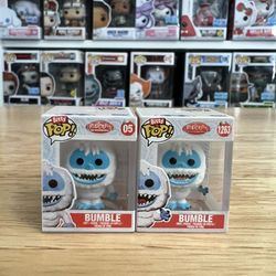 2 BITTY Bumble 1" Funko Pops #05 #1263 Rudolph Red-Nosed Reindeer Christmas Yeti