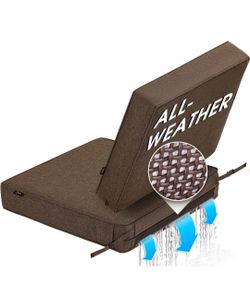 All-Weather DryFast Foam Outdoor Patio Furniture Cushions, FadeShield Water Resistant Deep Seat Cushion with DryMesh Drainage, Durable Low Maintenance