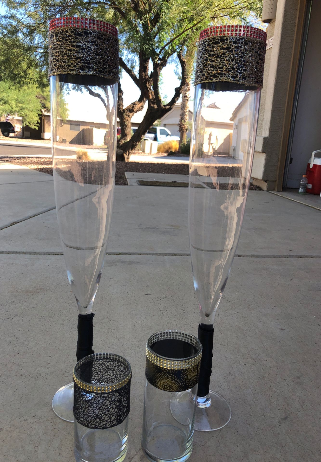 Large glass centerpieces