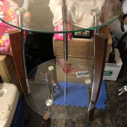 Matching Glass/Wood Side Table (Price Is OBO)