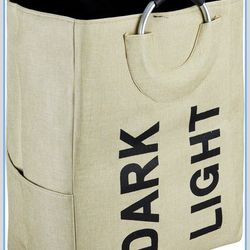 Light&Dark Laundry Basket/Bag Pack of 1 I Foldable Laundry Bag for Dirty Clothes Storage | Drawstring Closure Laundry Hamper - Beige