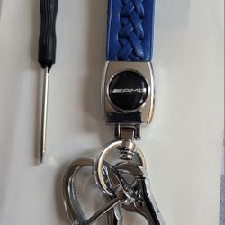 Leather car keychain For Mercedes AMG, Blue