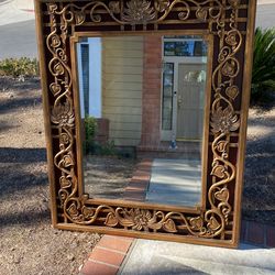 47x57 “ Beveled Mirror Ornate Wood Decoration