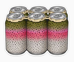 4” Rainbow Trout Six Pack Beers Sticker Cooler Car Kayak Decal Fly Fishing