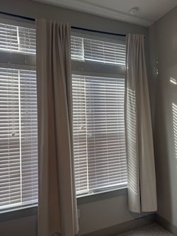 Extra Long 8'8" Beige Blackout Curtains (4 Panels + Rod Hardware)