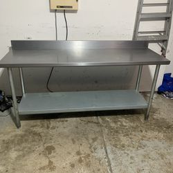 72x24 Stainless Steel Work Prep Table With 4 Inch Backsplash