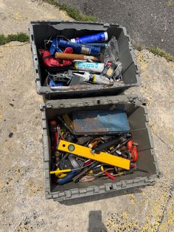 Assorted Hand Tools and Construction Supplies and mixed tools wrenches