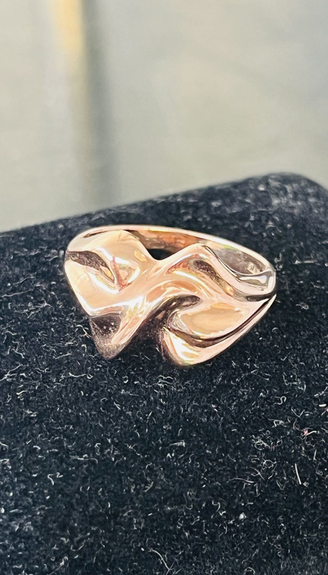 10K Rose Gold Ring Italy Vintage 90s Criss Cross Knot