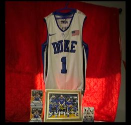 Kyrie Irving Duke Jersey + Warriors Signed Photo + Sealed Panini Prizm Blasters