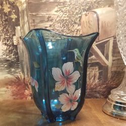 RARE! Fenton Indigo Blue Vase Hand-Painted Signed Fenton/ Powell $60/obo
