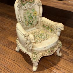 Vintage Bassano Italy 12” Hand-Painted Decorative Armchair – Italian Art