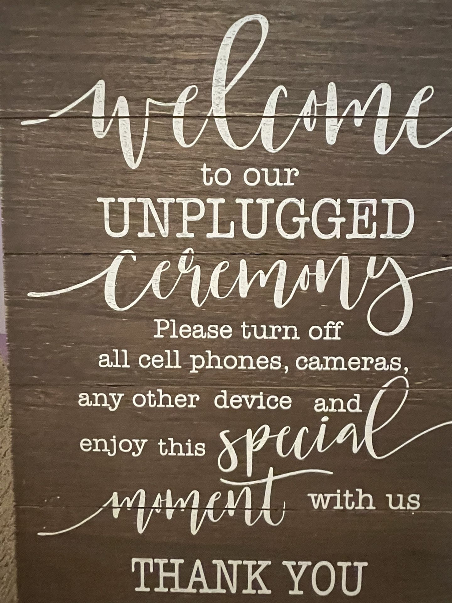 Unplugged Ceremony (Wedding) Sign 