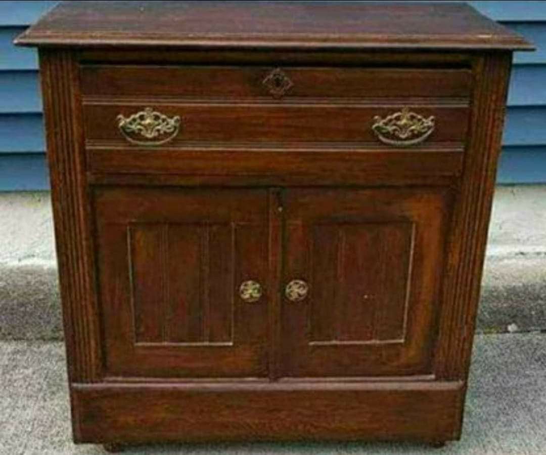 Antique Oak Wash Stand / Credenza Cabinet