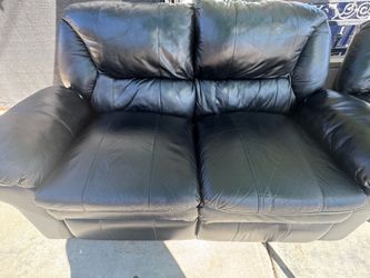Black leather loveseat