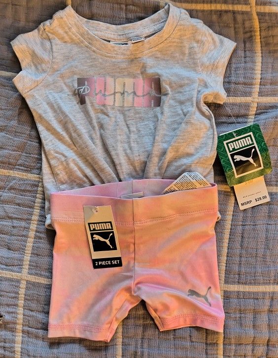 Nwt Girls 3-6month Pink/Grey Puma Outfit 
