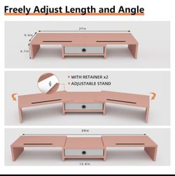 3 Shelf Computer Riser W/ Drawer New 