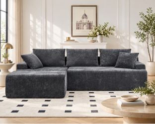 New in box Boneless L Shape Couch - No Assembly Required- Comfy Large Size loveseat