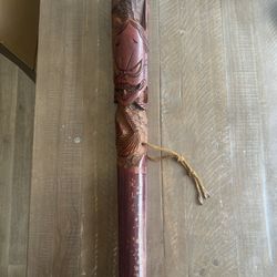 Japanese Fine Antique Massive Wooden “Demon” Pipe – Deep Hand-Carved – Dated 1895 