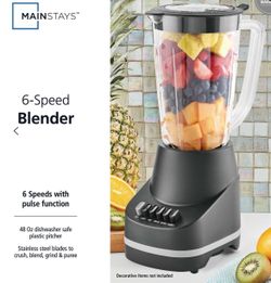Blender Mainstays 500 W 6-Speed With 48 oz/1.5 L Jar, Black / Licuadora
