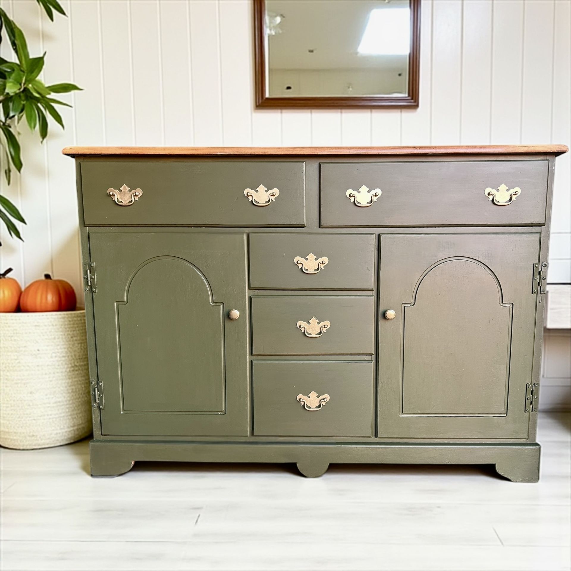 Pinetop green refinished buffet table