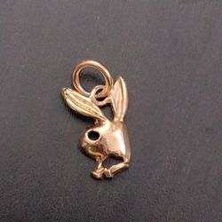 Vintage 80s Playboy Bunny 14k Gold Pendant 