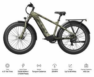 Mokwheel Basalt Ebike - Fat Tire – NEW, Jungle Camo or Grey, $899 - (MSRP $1,500), Save 40% OFF!