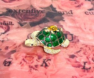 NEW: Crystals Bejeweled Turtle Trinket Box 🐢 Two In Stock