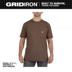 Milwaukee Men's Brown GRIDIRON Cotton/Polyester Short-Sleeve Pocket T-Shirt