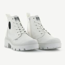 Palladium Women's 6.5 Pallabase Twill Platform Boots Star White 96907-116-M New