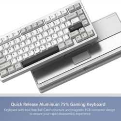 Womier RD75 Pro 75% Wireless Gaming Keyboard, Quick Release Aluminum Keyboard, QMK/VIA Tri-Mode Mechanical Key Board Custom Hot Swappable with RGB