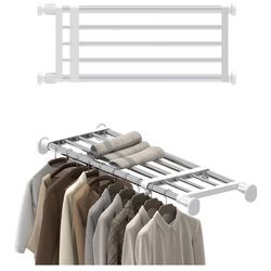 Expandable Shelf Rod Closet System 5-Bar Telescopic Heavy Duty Clothes Hanger Adjustable DIY Storage Organizer Shoe Rack