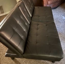 Dark Brown Faux Leather Futon Sofa