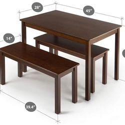 Sinus 45 Inch Juliet Dining Table with 2 benches