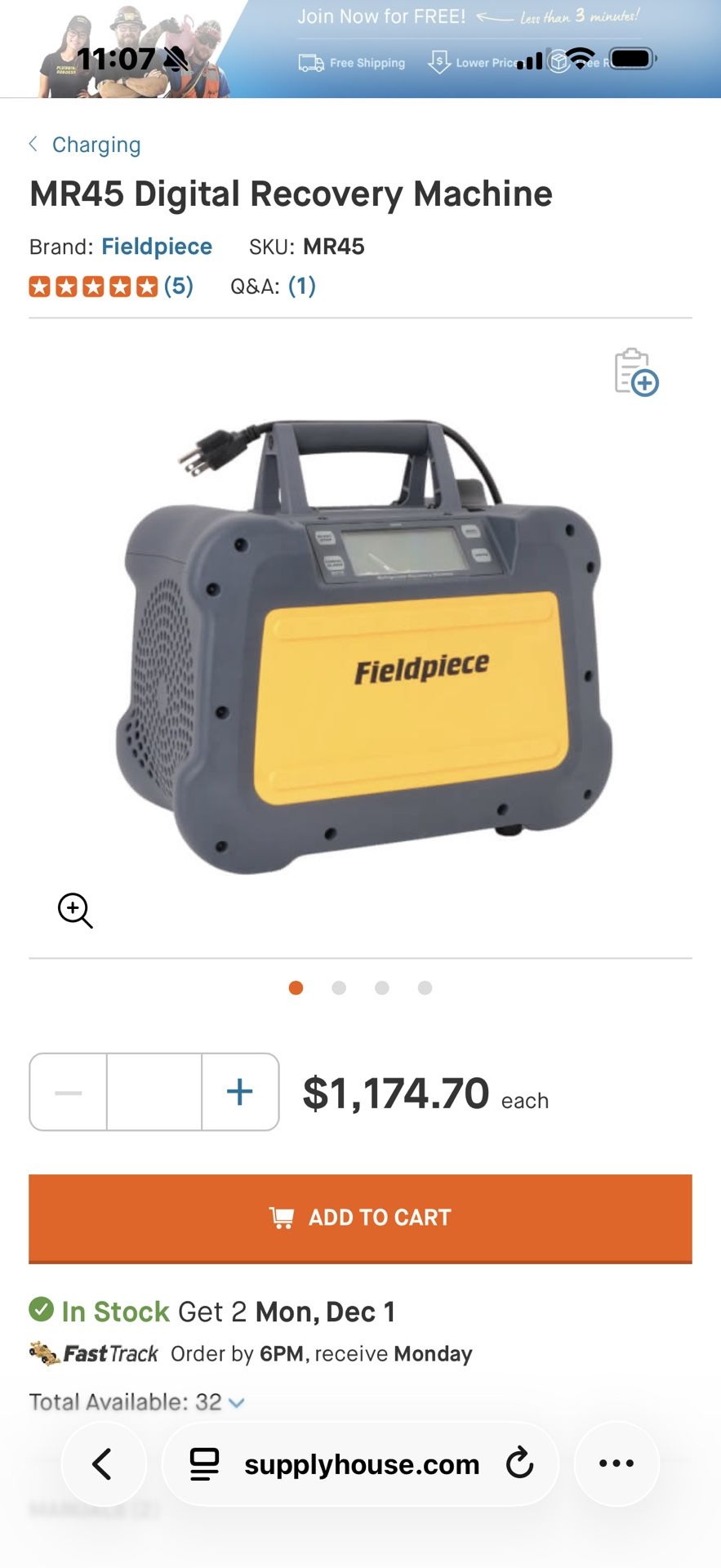 Fieldpiece MR45 Recovery Machine
