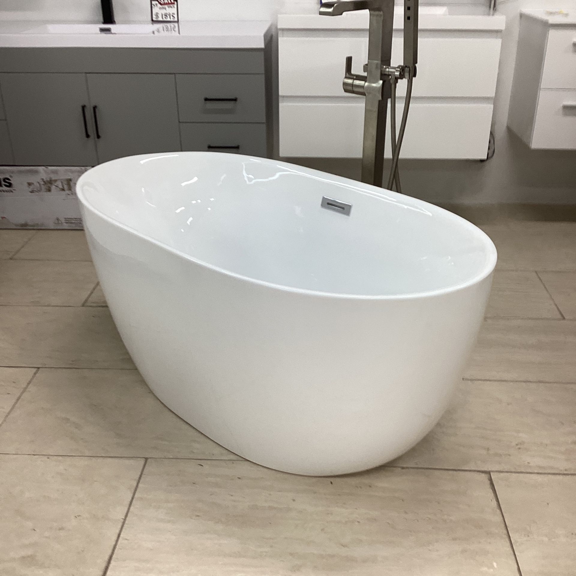 51” Sea breeze White Acrylic Freestanding Bathtub Built In Metal Frame With Adjustable Feet