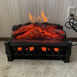 Nearly New Electric Fireplace Log Unit With Heater And Remote Control 