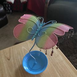 METAL BUTTERFLY HOLDER  DECOR