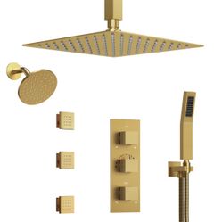 Gold Thermostatic Shower System