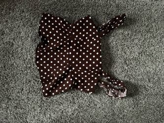 Brown and white Pokadot baby doll toe back top