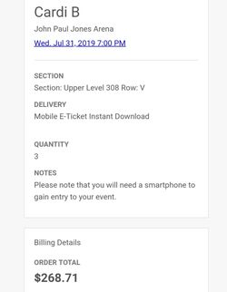 3 Cardi B Tickets John Paul Jones Arena July 31 level 308
